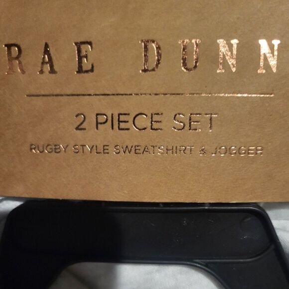 NWT Rae Dunn Pickleball Rugby Style Sweatshirt & Jogger Set Heather Gray $102 S - Picture 4 of 6